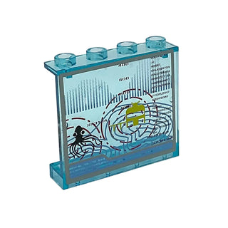 Panel 1 x 4 x 3 Hollow Studs with Ocean Current Lines and Giant Octopus Pattern (Sticker), Part# 4215bpb02