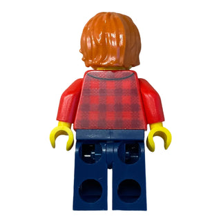Red Plaid Flannel Shirt, Dark Orange Hair, hol131 - LEGO® Holiday Minifigure