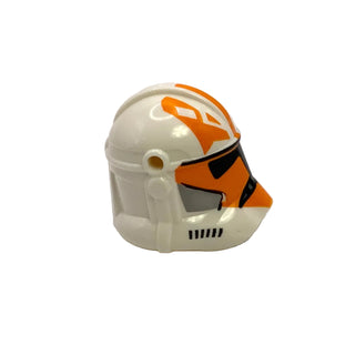 Minifigure, Headgear Helmet SW Clone Trooper (Phase 2) with Holes with Black Visor and Orange 332nd Company Pattern, Part# 2019pb06 Part LEGO®