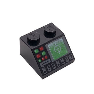 Slope 45 2 x 2 with Radar and Dish Slot Pattern, Part# 3039pb041 Part LEGO® Black Very Good