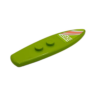 Surfboard with Number 12 and Coral, Light Aqua, and White Stripes Pattern (Stickers), LEGO® Minifigure Utensil, Part# 90397pb016