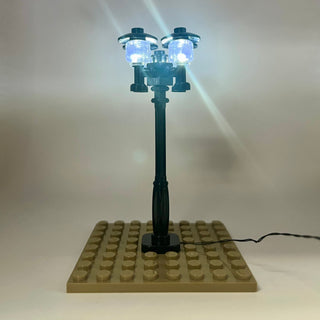 Lighting Kit, Quad Lamp Post, Double Connector (Black Pole, Amber Light) ACCQHLA-B/A Light up kit United Brick Co®