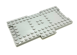 Brick, Modified 8x16x2/3 with 1x4 Indentations and 1x4 Plate, Part# 18922 Part LEGO® Light Bluish Gray  