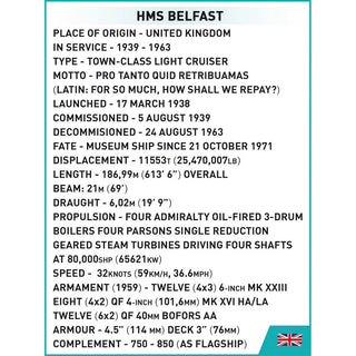 HMS Belfast: WWII COBI Set #4844 Building Kit Cobi Toys
