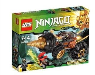 LEGO Ninjago Cole's Earth Driller building set box with green and black packaging.