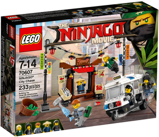 LEGO Ninjago City Chase set 70607 box with product images and specifications visible.