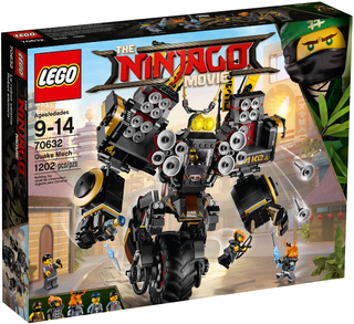 LEGO Ninjago Movie Quake Mech set 70632 empty box with black and gold mech figure artwork.