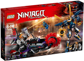 LEGO Ninjago Masters of Spinjitzu set 70642 box featuring Killow vs. Samurai X with ninja characters and vehicles.