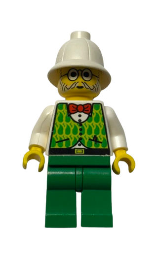 Dr. Kilroy - Green and Lime Vest, Green Legs, White Pith Helmet, adv035 - LEGO® Adventurers Minifigure