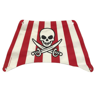 Cloth Sail 28 x 18 Bottom with Red Stripes, Skull, and Crossed Swords Pattern, Part# 19941