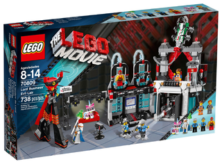 LEGO The Movie Lord Business' Evil Lair set box #70809 with product imagery and specifications displayed.