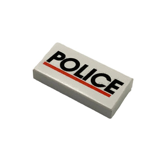 Tile 1 x 2 with 'POLICE' Red Line Pattern, Part# 3069px29