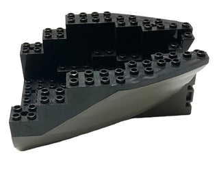 Boat, Hull Small Stern 14 x 12 x 5 1/3 with Black Top, Part# 6052c03 Part LEGO® Dark Gray Very Good