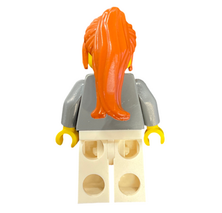 Dark Bluish Gray Jacket with Magenta Scarf, White Legs, Dark Orange Hair Ponytail Long with Side Bangs, hol068 Minifigure LEGO®