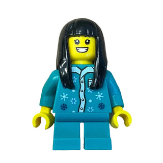 Girl with Dark Turquoise Pajamas Top, hol272 - LEGO® Holiday Minifigure