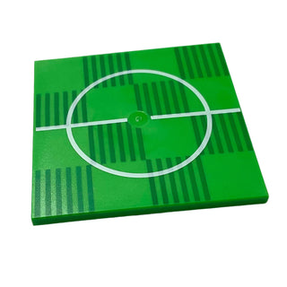 Tile 6x6 with Bottom Tubes with Soccer (Football) Pitch Center Circle Pattern, Part# 10202pb014 Part LEGO® Bright Green Very Good