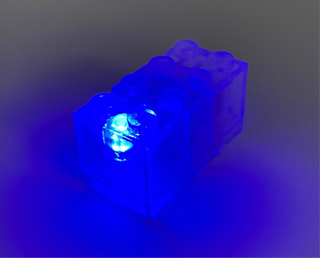 Light-Up 2x4 Brick, Battery Operated, CB2x4 & LB2x4 Custom Parts United Brick Co® Clear/Blue