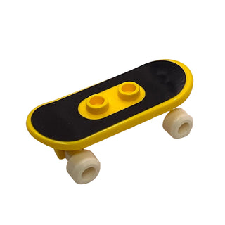 Skateboard with Mag Wheel Holders and White Mag Wheels with Black Surface and Red 'KICKFILP' and Skate Pattern (Stickers), Part# 45917c01pb03