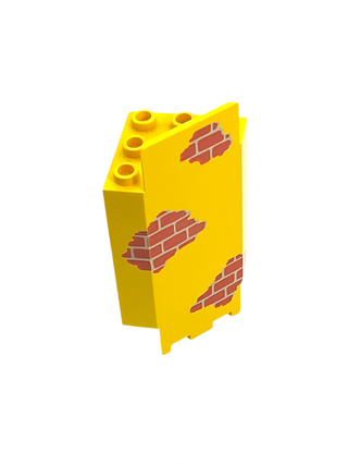 Panel 3x3x6 Corner Wall with Red Bricks Scattered Pattern Part United Brick Co® Yellow Very Good