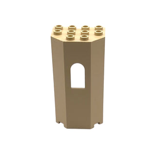Panel 3x4x6 Turret Wall with Window, Part #30246 Part LEGO® Tan Very Good