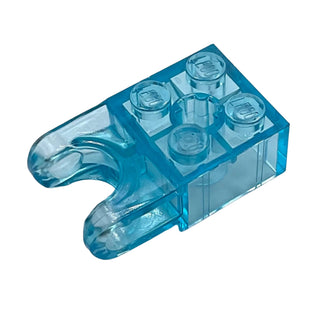 Technic, Brick Modified 2x2 with Ball Socket and Axle Hole - Straight Forks with Round Ends and Open Sides, Part# 92013 Part LEGO® Trans-Light Blue