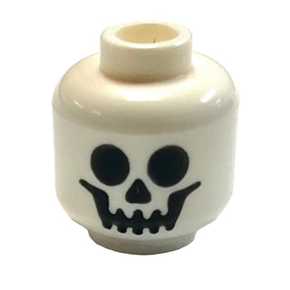 Minifigure, Head with Black Standard Skull Pattern, Part# 3626pb0001 Part LEGO® White