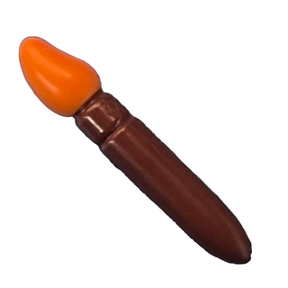 Minifigure, Utensil Paint Brush with Molded Orange Bristles Pattern, Part# 93552pb05 Part LEGO® Reddish Brown