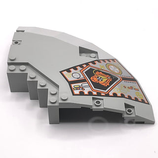 Panel 14 x 14 x 2 2/3 Quarter Saucer Top with UFO Pattern Left, Part# 30116pb01 Part LEGO® Light Gray Very Good