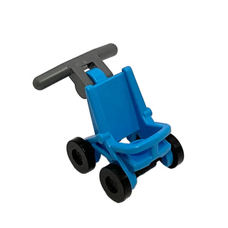 Stroller / Baby Carriage with Black Wheels and Dark Bluish Gray Handlebars, LEGO® Minifigure Utensil, Part# 5491c01