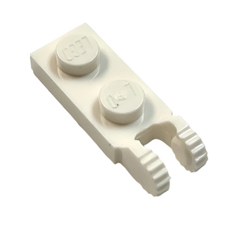 Hinge Plate 1 x 2 Locking with 2 Fingers on End, Part# 44302 Part LEGO® White
