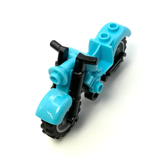 Motorcycle Vintage with Black Chassis and Light Bluish Gray Wheels, Part# 85983c01 Part LEGO® Medium Azure  