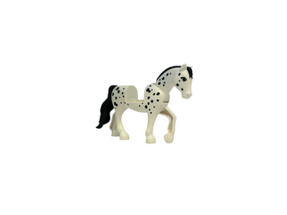 Horse with 2 x 2 Cutout and Movable Neck with Molded Black Tail and Mane and Printed Black Spots Pattern, bb1279c01pb03 Minifigure LEGO®