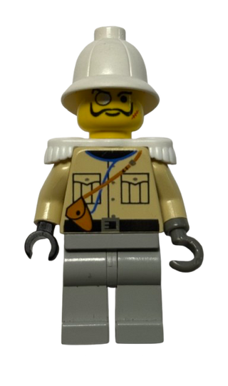Sam Sinister / Baron von Barron - Tan Shirt, Light Gray Legs, White Pith Helmet, White Epaulettes, adv039 - LEGO® Adventurers Minifigure
