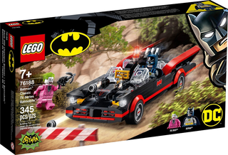LEGO Batman Classic TV Series Batmobile set box #76188 with vehicle and minifigure graphics displayed.