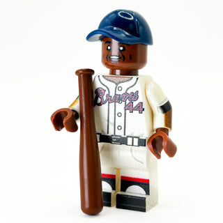 Hammerin Hank Atlanta #44 Baseball Player Minifig made using LEGO parts - B3 Customs Custom minifigure B3 Customs