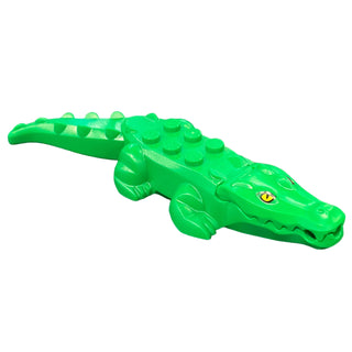 Alligator / Crocodile with 20 Teeth with Yellow Eyes without White Glints Pattern with White Technic, Pin 1/2, 18904c05pb01 Minifigure LEGO®