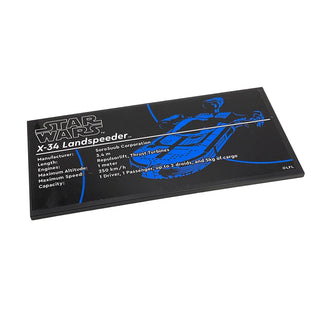 Tile 8 x 16 with Bottom Tubes, Textured Surface with Star Wars Luke Skywalker's Landspeeder Pattern (Sticker) Part LEGO® Black Very Good