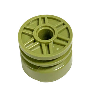 Wheel 18mm D. x 14mm with Pin Hole, Fake Bolts, and Shallow Spokes, Part# 55981 Part LEGO® Olive Green