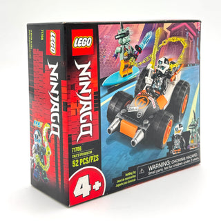 LEGO NINJAGO set 71706 box featuring Cole's orange and black speeder car with large wheels and a minifigure character.