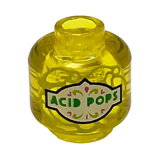 Harry Potter 'ACID POPS' Label Pattern, LEGO® Minifigure Head without Face, Part# 3626pb3350