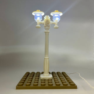 Lighting Kit, Double Lamp Post (White Pole, White Light) ACCDH-W/W Light up kit United Brick Co®