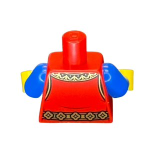 Torso Castle Surcoat, Gold Collar and Belt, Lion with Raised Foot on Blue Shield Emblem Pattern / Blue Arms / Yellow Hands, Part# 973pb4841c01 Minifigure LEGO®