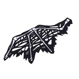 Cloth Wing Dragon Left, Tattered with Bones, Black Skin, and Dark Bluish Gray Spots Pattern, Part# 69657 Part LEGO® White Very Good