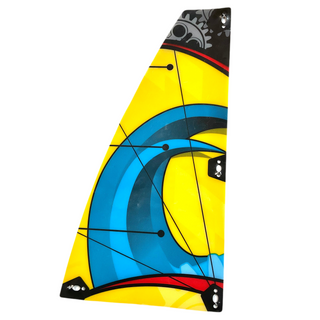 Bright Light Orange Sail with Dark Azure Waves, Red Stripes, and Dark Bluish Gray Technic Gears Pattern, Part# 42074pls01a Part LEGO® Very good