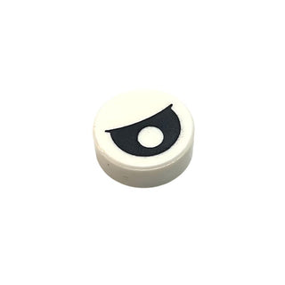 Tile Round 1x1 with Black Eye Partially Closed with Centered Pupil Pattern, Part# 98138pb183 Part LEGO® White