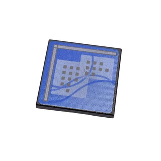 Road Sign 2 x 2 Square with Clip with Curved Blue Lines and Small Black Squares Pattern (Computer Screen), Part# 30258pb018 Part LEGO® Black