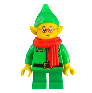 Elf - Dark Green Collar and Gold Horn, Red Scarf, Glasses, hol366 Minifigure LEGO®