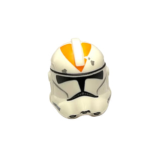 Minifigure, Headgear Helmet SW Clone Trooper (Phase 2) with Black Visor and Orange 212th Attack Battalion Markings Pattern, Part# 11217pb11 Part LEGO® White Very Good