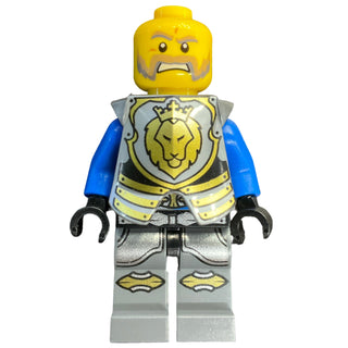 Castle - King's Knight Armor with Lion Head with Crown, Helmet with Pointed Visor, Blue Plume, Angry Face, cas532 Minifigure LEGO®
