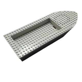 Boat, Hull Unitary 32 x 12 x 4, Base with Light Bluish Gray Boat Hull Unitary 32 x 12 x 4, Top (47859/47858), Part# 47859c01 Part LEGO® Black Very Good